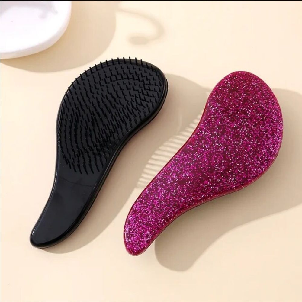 Glitter Handle Tangle Comb Shower HairBrush Detangler Salon Styling Tamer Tool